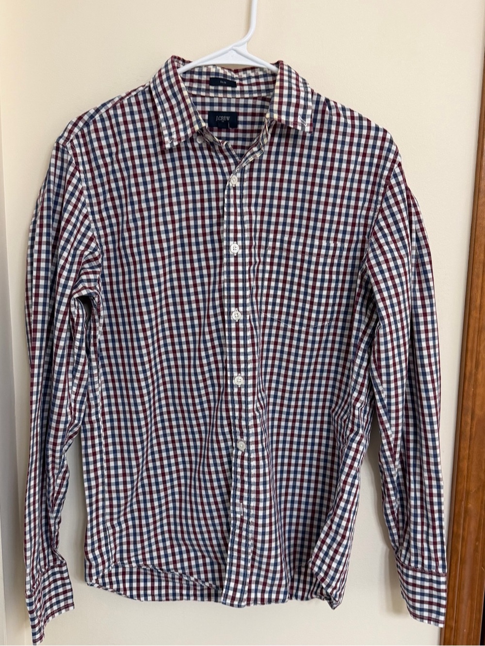 J. Crew Red, Navy & White Gingham Button-Down Shirt